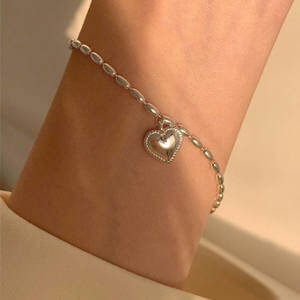 White Leaf Jewellery Solid Heart Pendant Bracelet